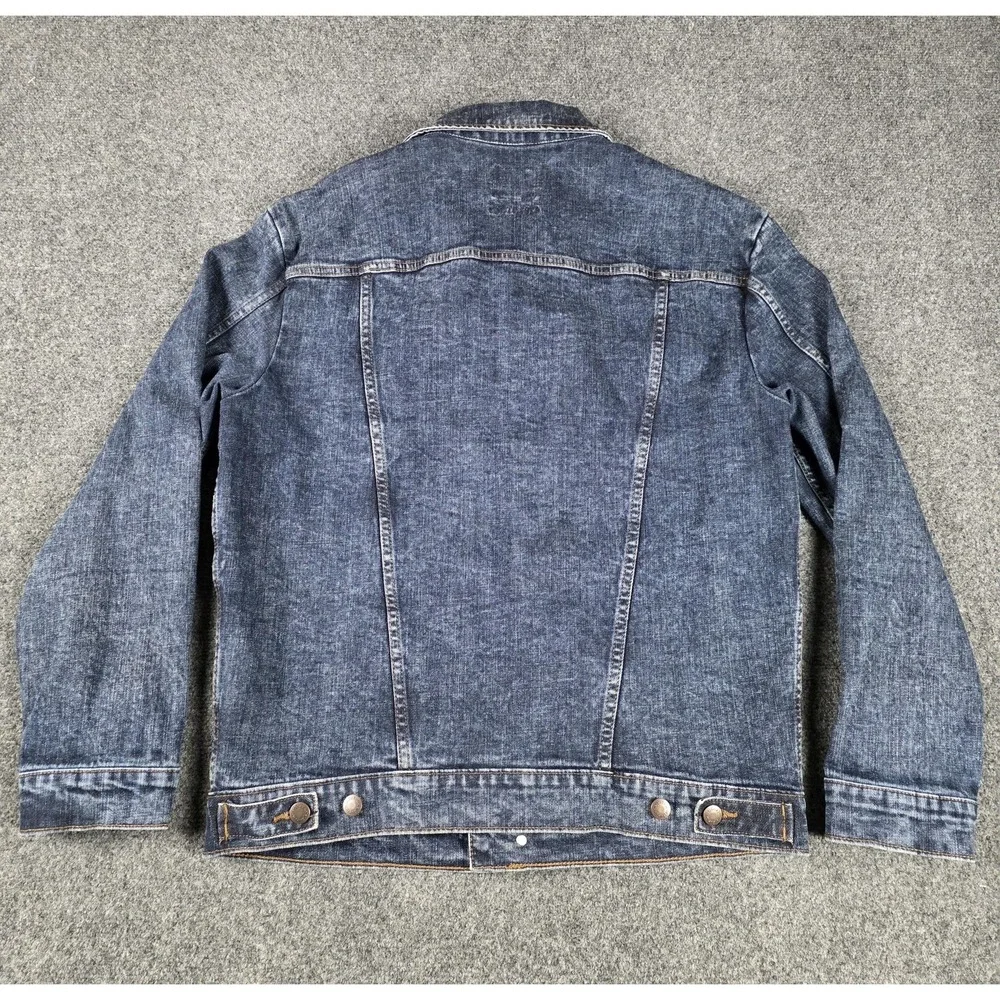 VTG Wrangler Jacket Mens Medium Blue Denim Trucker Button Front Stretch MJM13IA